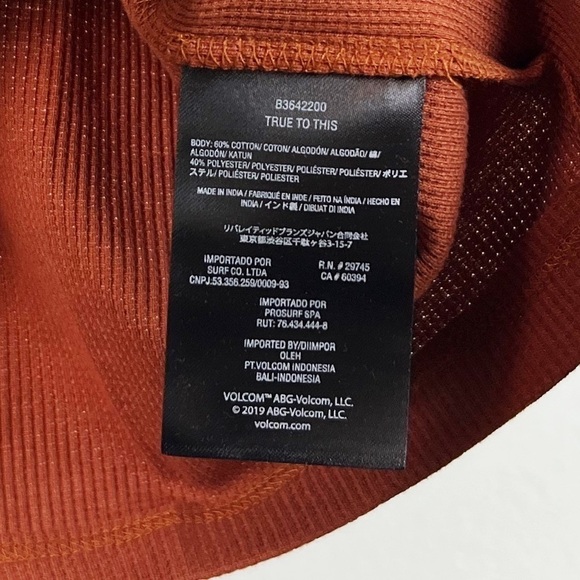 NWT Volcom Stone Thermality Long Sleeve Thermal Knit Graphic Top Dark Clay - Picture 10 of 10